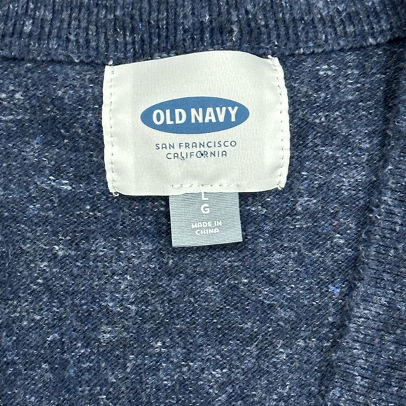 Men's Old Navy Large 42 - 44 Cardigan Sweater Blue Long Sleeve V-Neck Front - Picture 9 of 10